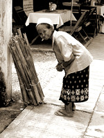 Laos . Vang Vieng . Old Lady 1 .  Sepia