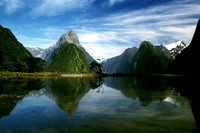 New Zealand . Milford Sound Reflaction . Film based slide image
