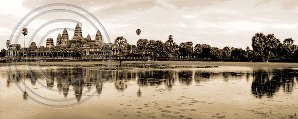 Angkor Wat Reflection  . Sepia